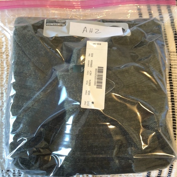 NWT J Crew Womens Sweater Sz XXS Green Wool Cashmere Blend Ribbed Oversized Cute - Picture 7 of 7